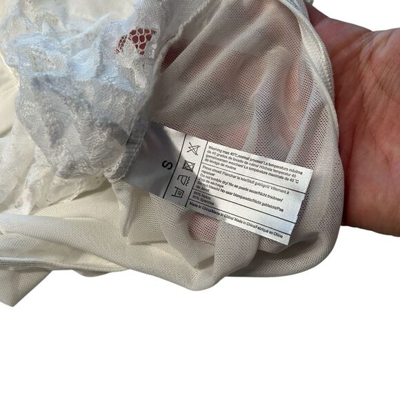 Mesh & Lace Teddy Bodysuit White Bachelorette Party Going Out Outfit Size S New - Picture 4 of 8